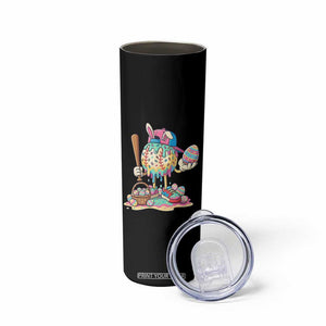 Funny Baseball Easter Bunny Graphic Skinny Tumbler Colorful Drip Egg Hunt Sports Mashup TS02 Print Your Wear