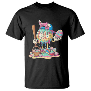 Funny Baseball Easter Bunny Graphic T Shirt Colorful Drip Egg Hunt Sports Mashup TS02 Black Print Your Wear