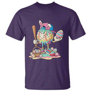 Funny Baseball Easter Bunny Graphic T Shirt Colorful Drip Egg Hunt Sports Mashup TS02 Purple Print Your Wear