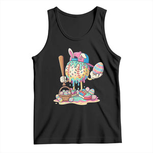 Funny Baseball Easter Bunny Graphic Tank Top Colorful Drip Egg Hunt Sports Mashup TS02 Black Print Your Wear