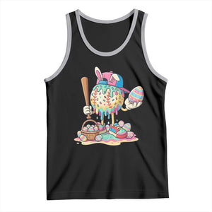 Funny Baseball Easter Bunny Graphic Tank Top Colorful Drip Egg Hunt Sports Mashup TS02 Black Athletic Heather Print Your Wear