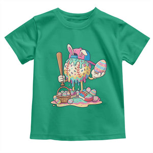 Funny Baseball Easter Bunny Graphic Toddler T Shirt Colorful Drip Egg Hunt Sports Mashup TS02 Irish Green Print Your Wear