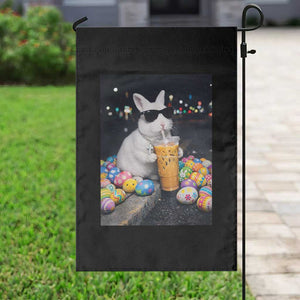 Cool Easter Bunny Drinking Iced Coffee Graphic Garden Flag Funny Sunglasses Rabbit Spring Aesthetic TS02 Print Your Wear