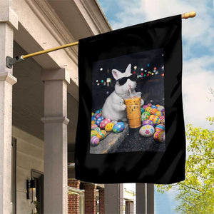 Cool Easter Bunny Drinking Iced Coffee Graphic Garden Flag Funny Sunglasses Rabbit Spring Aesthetic TS02 Print Your Wear