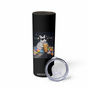 Cool Easter Bunny Drinking Iced Coffee Graphic Skinny Tumbler Funny Sunglasses Rabbit Spring Aesthetic TS02 Print Your Wear