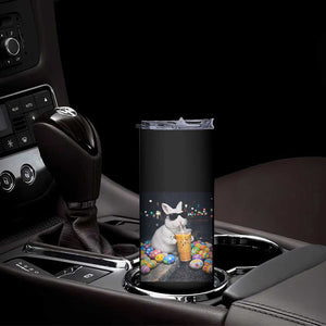 Cool Easter Bunny Drinking Iced Coffee Graphic Skinny Tumbler Funny Sunglasses Rabbit Spring Aesthetic TS02 Print Your Wear