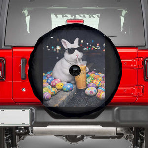 Cool Easter Bunny Drinking Iced Coffee Graphic Spare Tire Cover Funny Sunglasses Rabbit Spring Aesthetic TS02 Black Print Your Wear