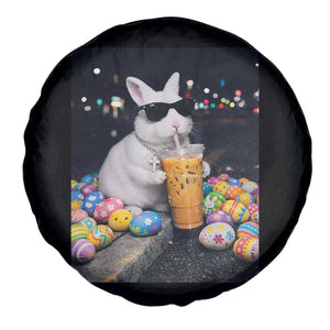 Cool Easter Bunny Drinking Iced Coffee Graphic Spare Tire Cover Funny Sunglasses Rabbit Spring Aesthetic TS02 Print Your Wear