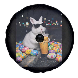 Cool Easter Bunny Drinking Iced Coffee Graphic Spare Tire Cover Funny Sunglasses Rabbit Spring Aesthetic TS02 Print Your Wear