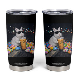 Cool Easter Bunny Drinking Iced Coffee Graphic Tumbler Cup Funny Sunglasses Rabbit Spring Aesthetic TS02 Black Print Your Wear