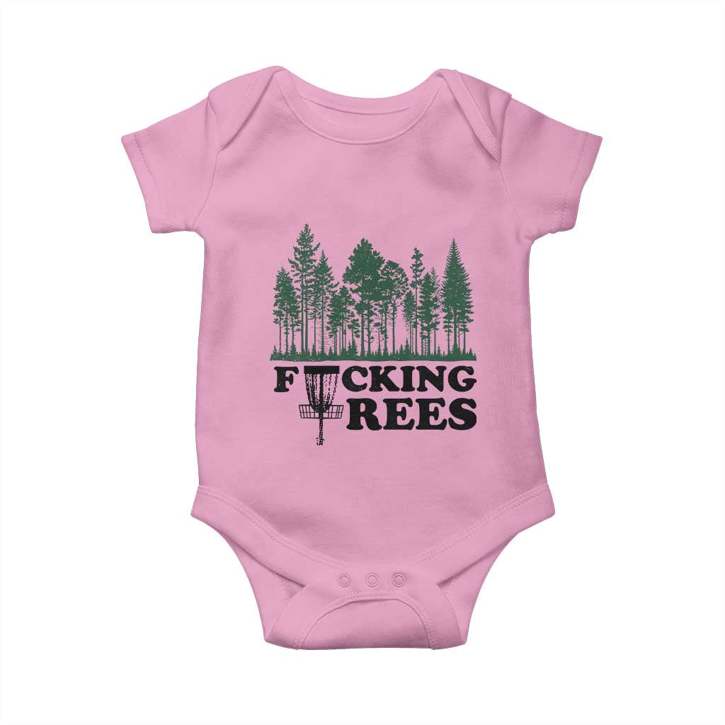 Funny Forest Disc Golf Humor Fcking Trees Baby Onesie TS02 Light Pink Print Your Wear