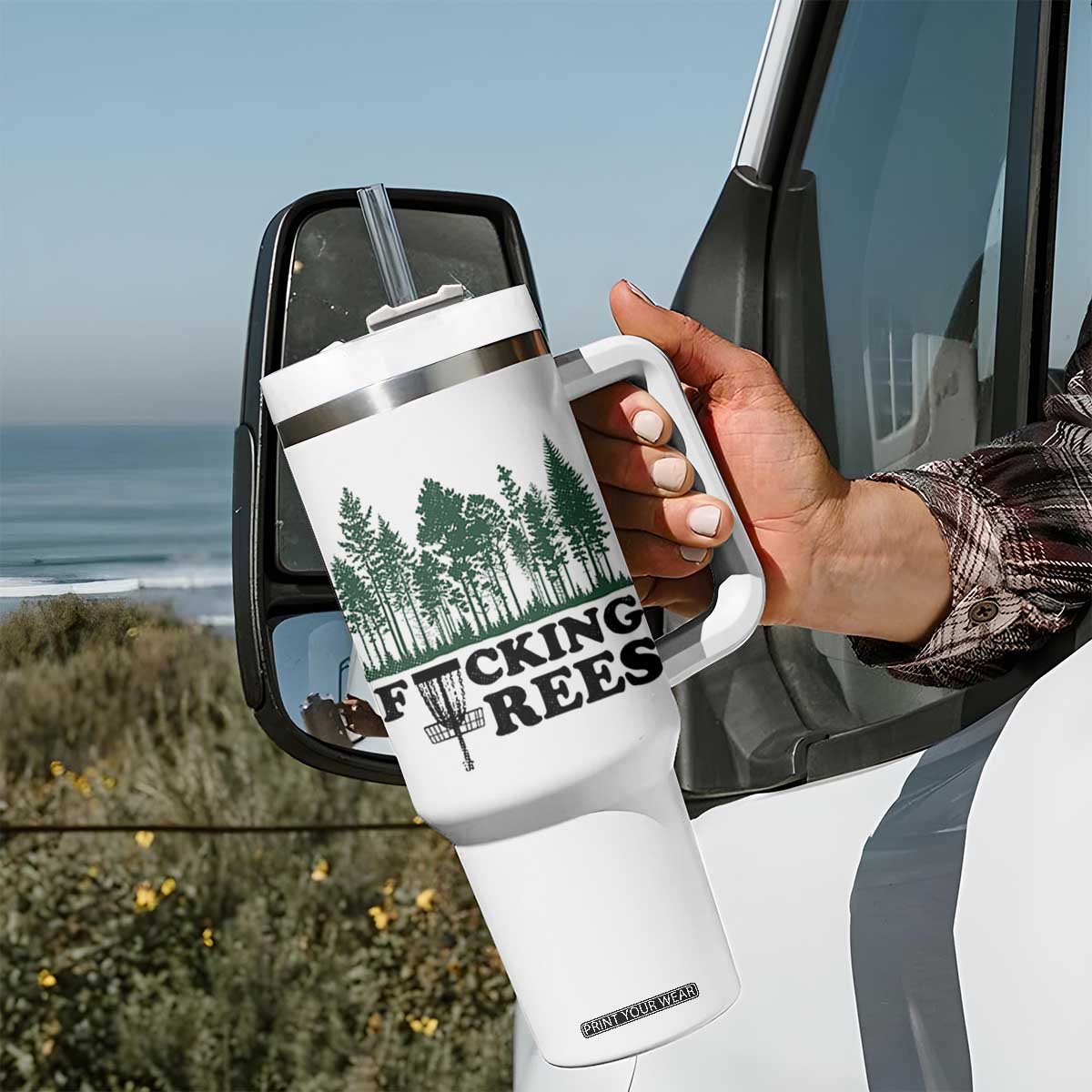 Funny Forest Disc Golf Humor Fcking Trees Tumbler With Handle TS02 Print Your Wear