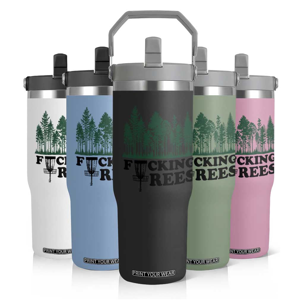 Funny Forest Disc Golf Humor Fcking Trees Flip Straw Tumbler TS02 Print Your Wear
