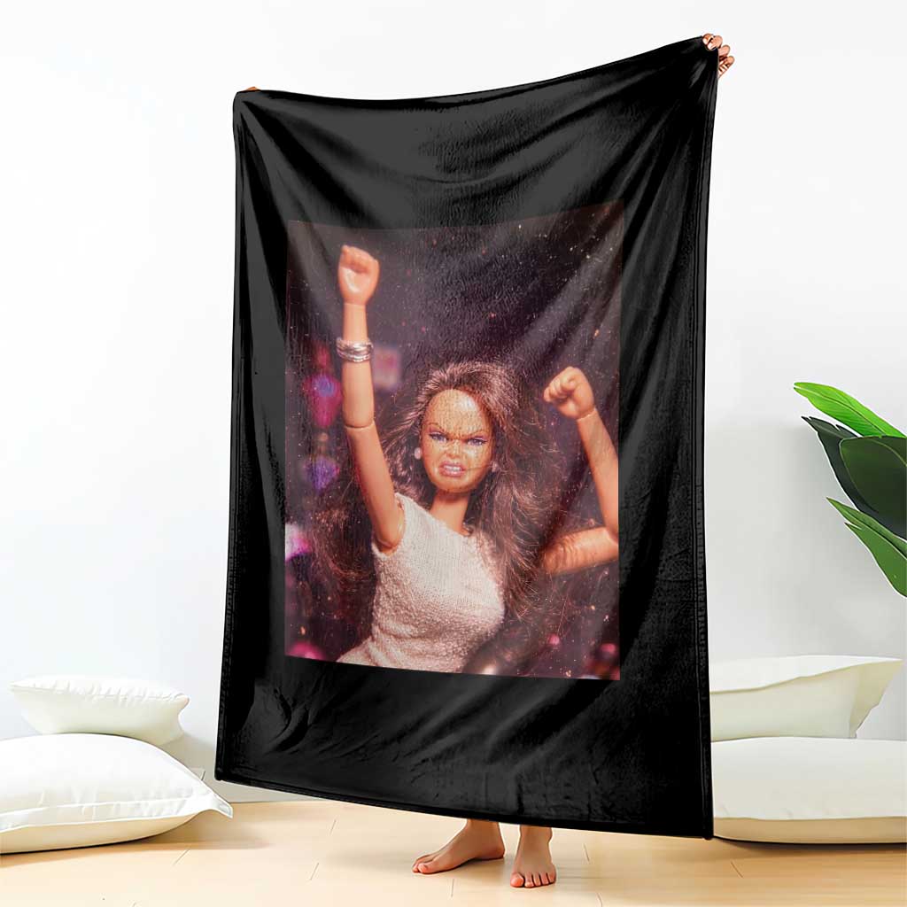 Funny Angry Doll Face Meme Graphic Throw Blanket Unhinged Baby Stankface Reaction TS02 Print Your Wear