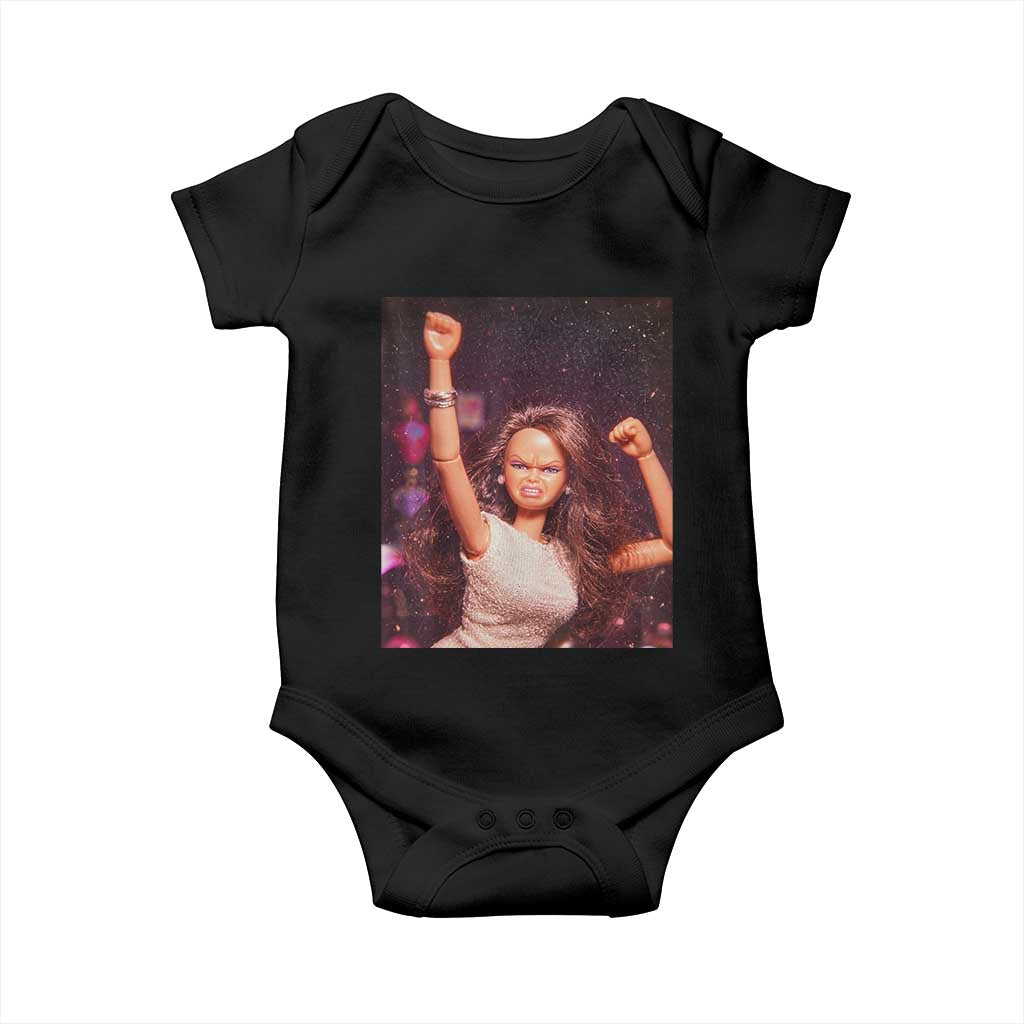 Funny Angry Doll Face Meme Graphic Baby Onesie Unhinged Baby Stankface Reaction TS02 Black Print Your Wear