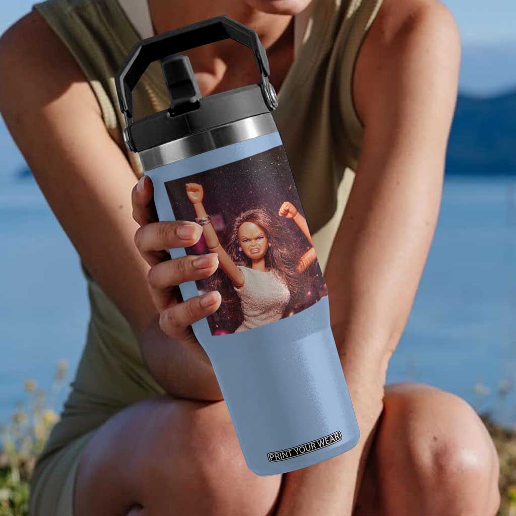 Funny Angry Doll Face Meme Graphic Flip Straw Tumbler Unhinged Baby Stankface Reaction TS02 One Size: 30 oz Light Blue Print Your Wear