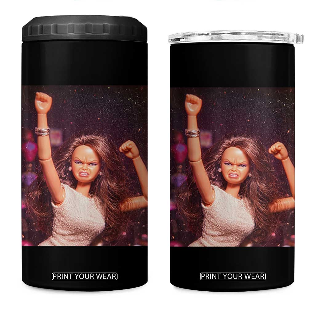 Funny Angry Doll Face Meme Graphic 4 in 1 Can Cooler Tumbler Unhinged Baby Stankface Reaction TS02 One Size: 16 oz Black Print Your Wear