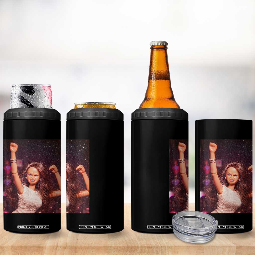 Funny Angry Doll Face Meme Graphic 4 in 1 Can Cooler Tumbler Unhinged Baby Stankface Reaction TS02 Print Your Wear