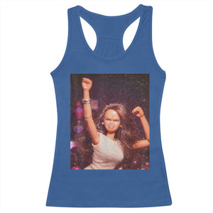 Funny Angry Doll Face Meme Graphic Racerback Tank Top Unhinged Baby Stankface Reaction TS02 Royal Blue Print Your Wear