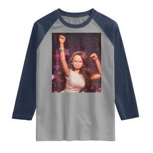 Funny Angry Doll Face Meme Graphic Raglan Shirt Unhinged Baby Stankface Reaction TS02 Sport Gray Navy Print Your Wear