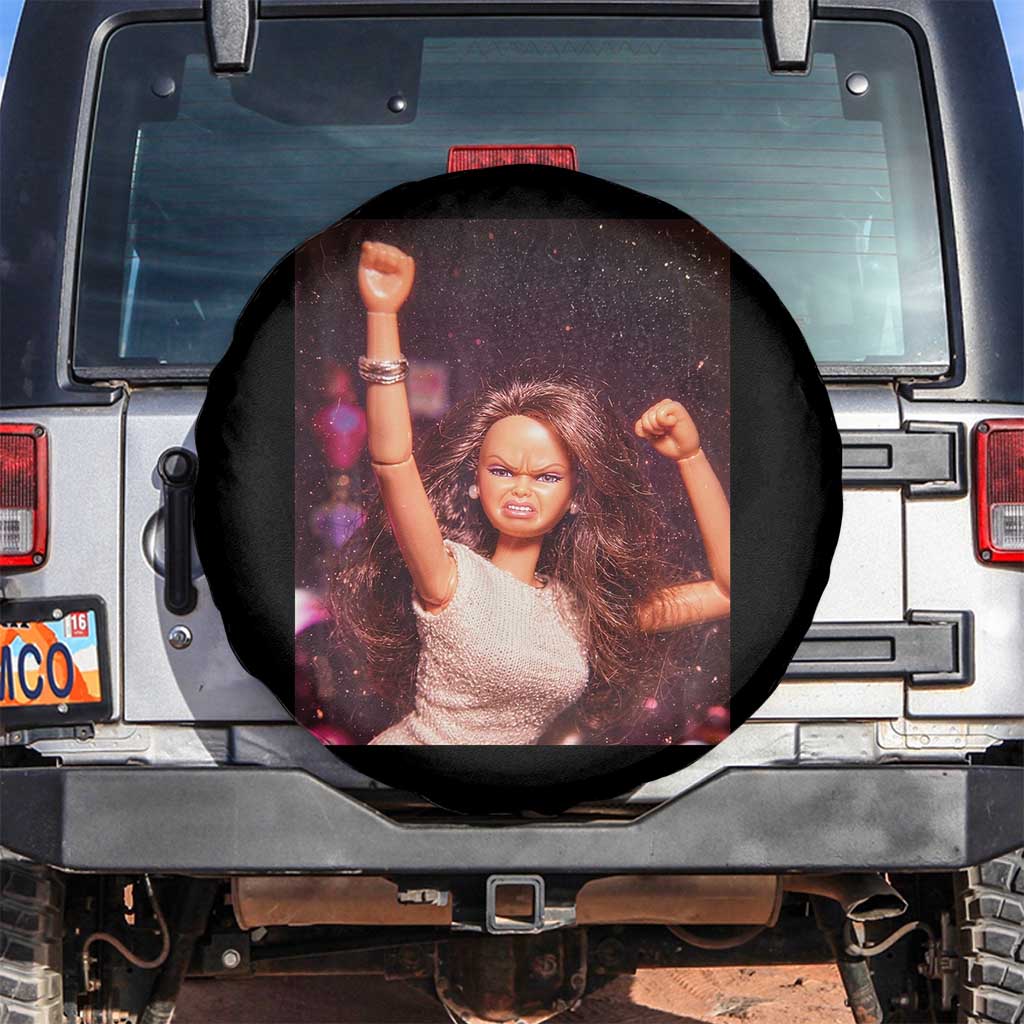 Funny Angry Doll Face Meme Graphic Spare Tire Cover Unhinged Baby Stankface Reaction TS02 No hole Black Print Your Wear