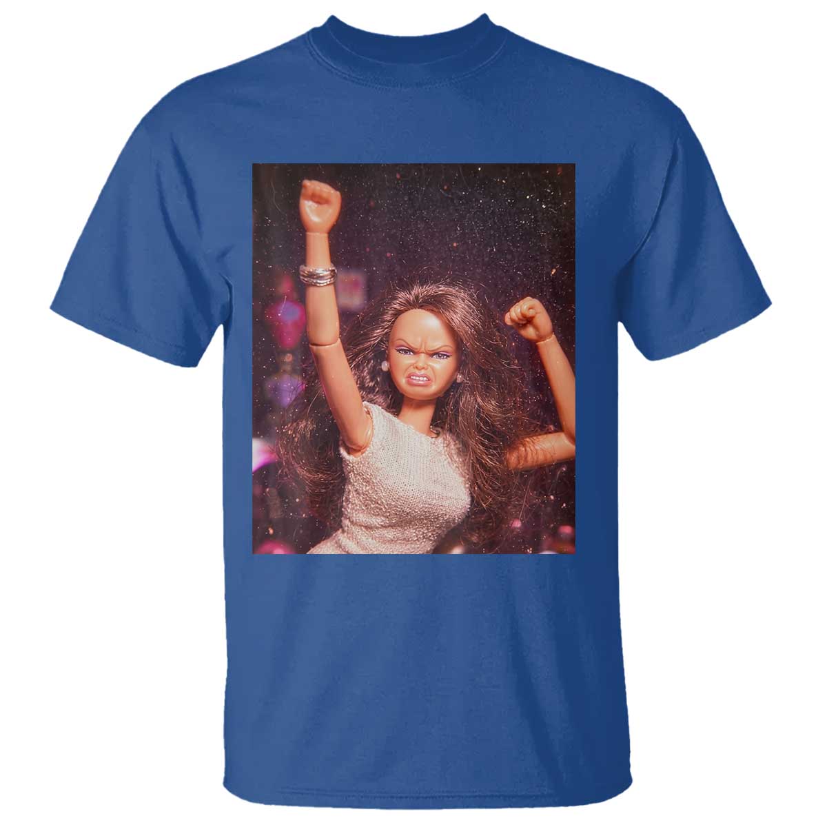 Funny Angry Doll Face Meme Graphic T Shirt Unhinged Baby Stankface Reaction TS02 Royal Blue Print Your Wear