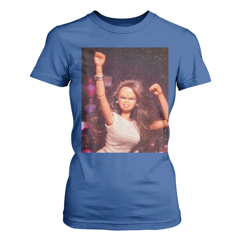 Funny Angry Doll Face Meme Graphic T Shirt For Women Unhinged Baby Stankface Reaction TS02 Royal Blue Print Your Wear