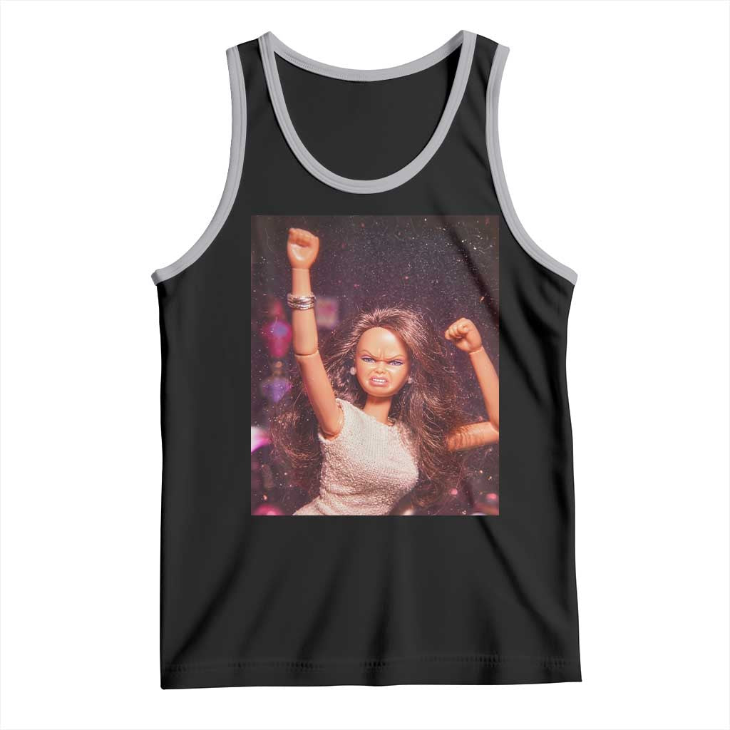 Funny Angry Doll Face Meme Graphic Tank Top Unhinged Baby Stankface Reaction TS02 Black Athletic Heather Print Your Wear
