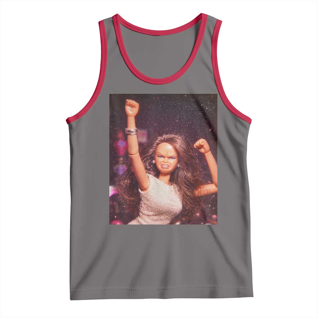 Funny Angry Doll Face Meme Graphic Tank Top Unhinged Baby Stankface Reaction TS02 Deep Heather Red Print Your Wear