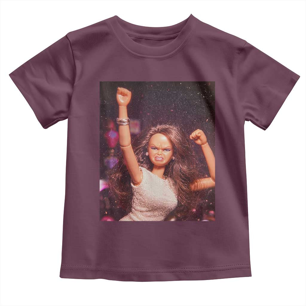 Funny Angry Doll Face Meme Graphic Toddler T Shirt Unhinged Baby Stankface Reaction TS02 Maroon Print Your Wear