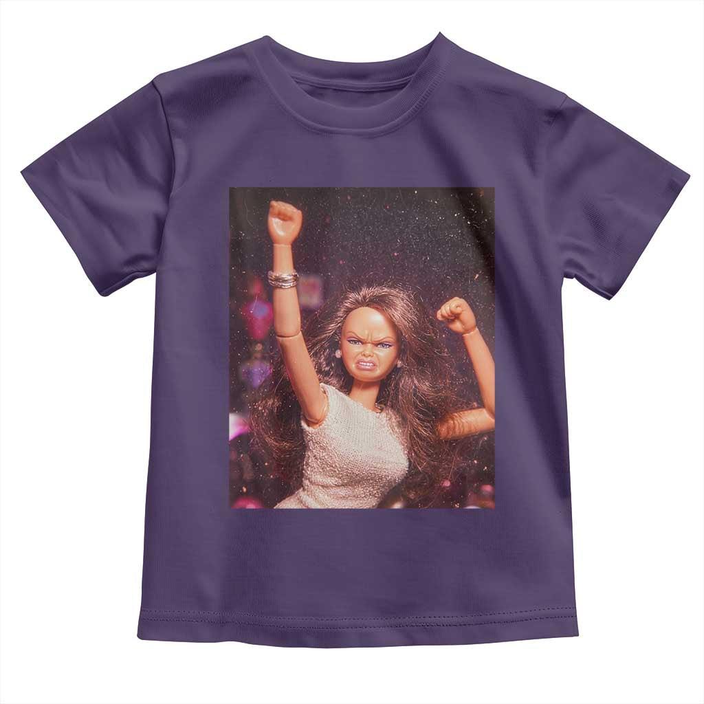 Funny Angry Doll Face Meme Graphic Toddler T Shirt Unhinged Baby Stankface Reaction TS02 Purple Print Your Wear