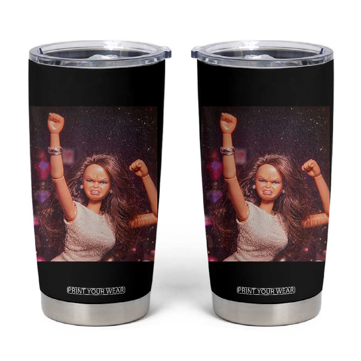 Funny Angry Doll Face Meme Graphic Tumbler Cup Unhinged Baby Stankface Reaction TS02 Black Print Your Wear