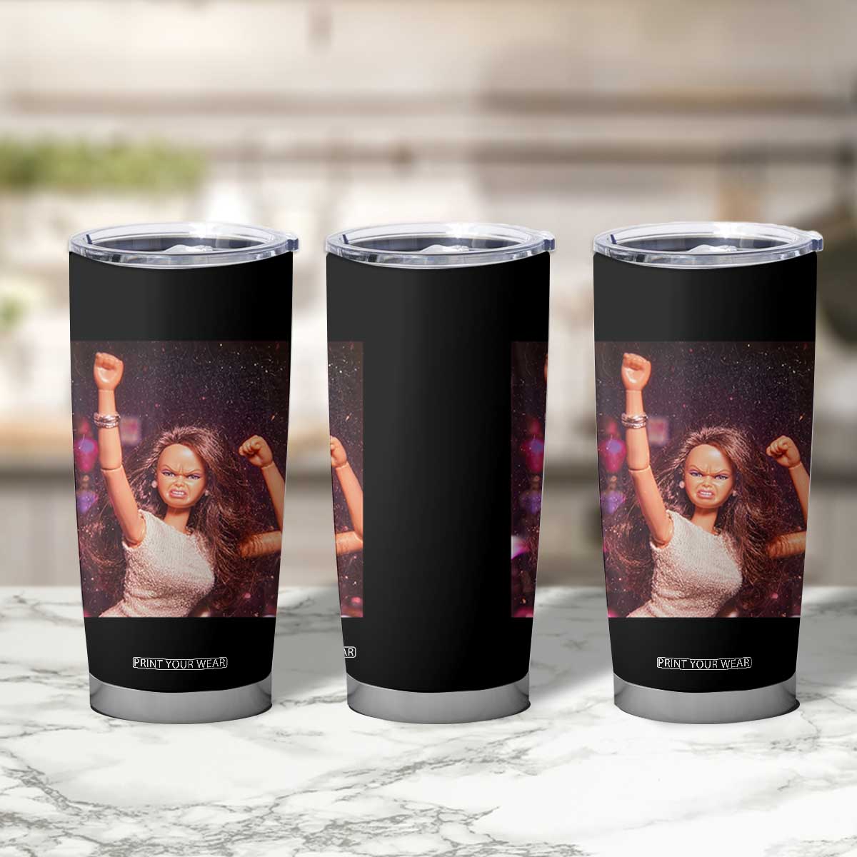 Funny Angry Doll Face Meme Graphic Tumbler Cup Unhinged Baby Stankface Reaction TS02 Print Your Wear