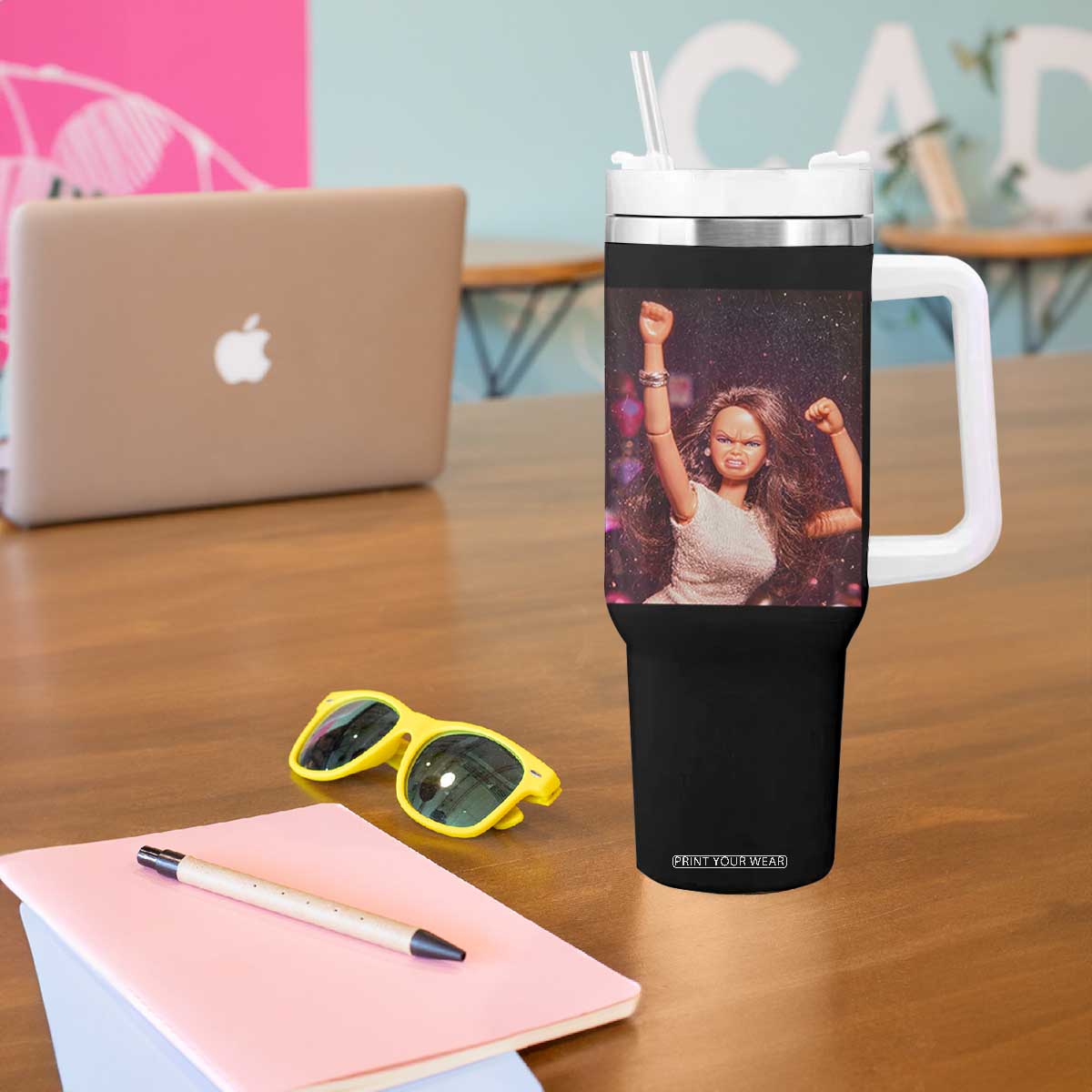 Funny Angry Doll Face Meme Graphic Tumbler With Handle Unhinged Baby Stankface Reaction TS02 Print Your Wear