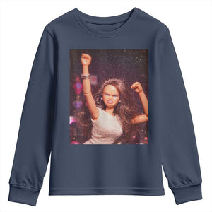 Funny Angry Doll Face Meme Graphic Youth Sweatshirt Unhinged Baby Stankface Reaction TS02 Navy Print Your Wear