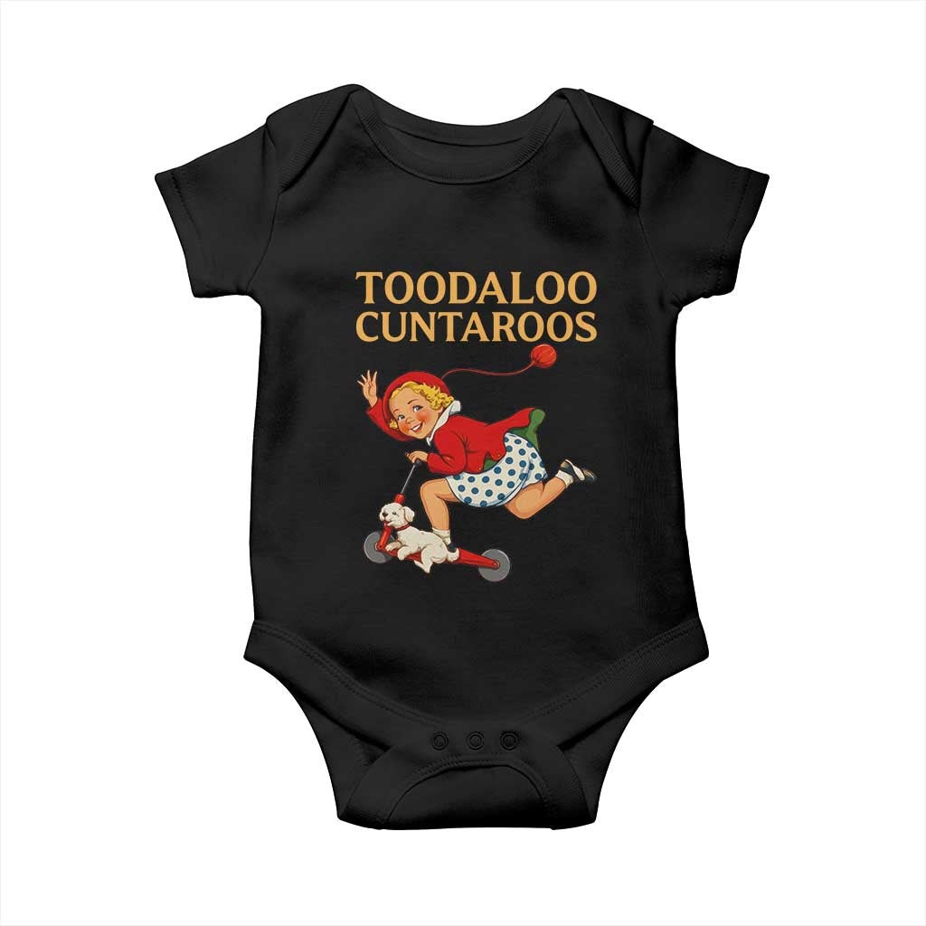 Toodaloo Cuntaroos Funny Offensive Retro Goodbye Baby Onesie Vintage Scooter Girl Cartoon Edgy Adult Humor TS02 Black Print Your Wear