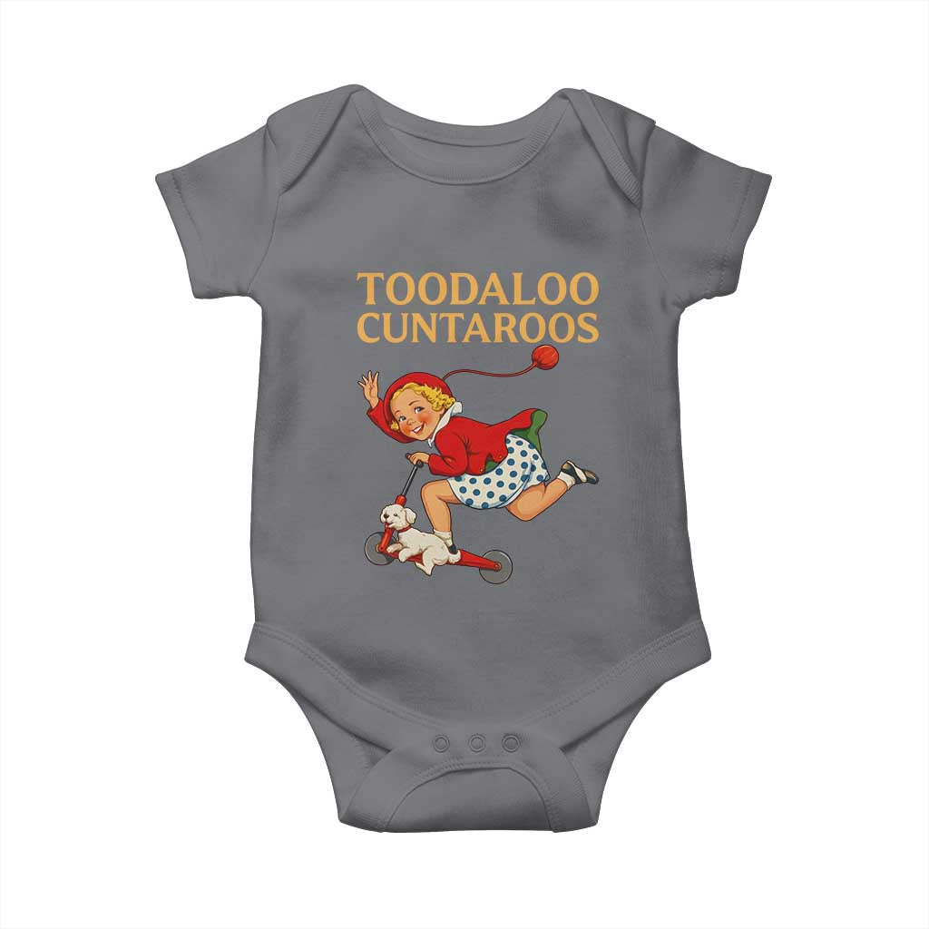 Toodaloo Cuntaroos Funny Offensive Retro Goodbye Baby Onesie Vintage Scooter Girl Cartoon Edgy Adult Humor TS02 Charcoal Print Your Wear