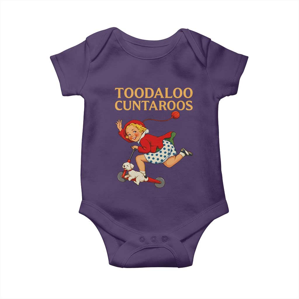 Toodaloo Cuntaroos Funny Offensive Retro Goodbye Baby Onesie Vintage Scooter Girl Cartoon Edgy Adult Humor TS02 Purple Print Your Wear