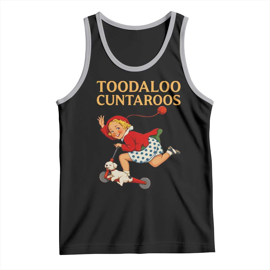 Toodaloo Cuntaroos Funny Offensive Retro Goodbye Tank Top Vintage Scooter Girl Cartoon Edgy Adult Humor TS02 Black Athletic Heather Print Your Wear