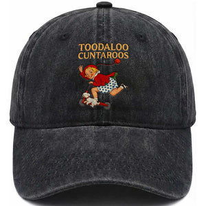 Toodaloo Cuntaroos Funny Offensive Retro Goodbye Washed Cotton Baseball Cap Vintage Scooter Girl Cartoon Edgy Adult Humor TS02 Washed Cap Universal Fit Black Print Your Wear