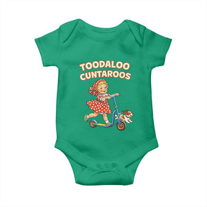 Toodaloo Cuntaroos Retro Scooter Girl Baby Onesie Funny Offensive Retro Goodbye Meme Dark Humor TS02 Irish Green Print Your Wear