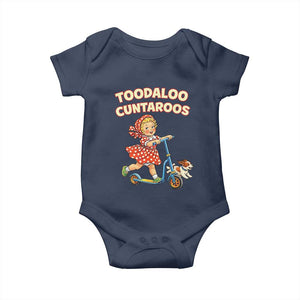 Toodaloo Cuntaroos Retro Scooter Girl Baby Onesie Funny Offensive Retro Goodbye Meme Dark Humor TS02 Navy Print Your Wear