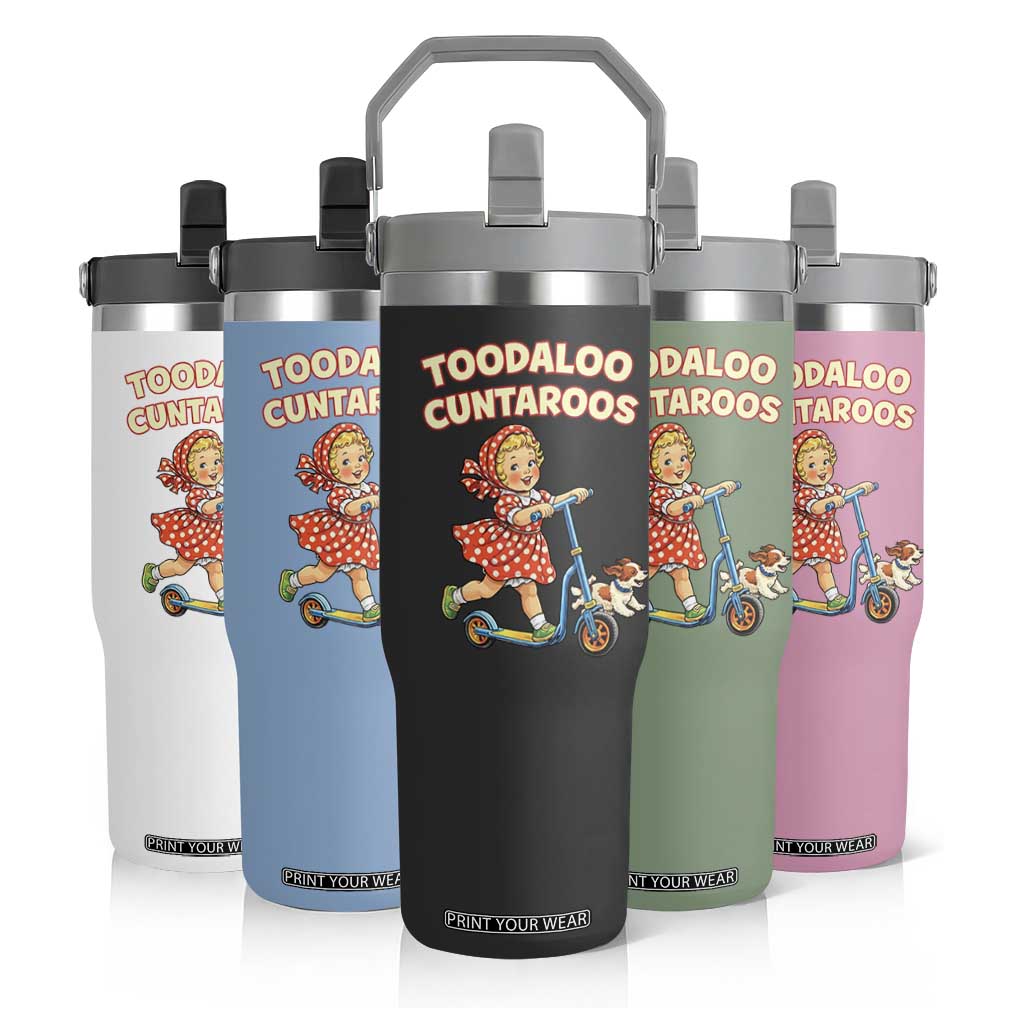 Toodaloo Cuntaroos Retro Scooter Girl Flip Straw Tumbler Funny Offensive Retro Goodbye Meme Dark Humor TS02 Print Your Wear