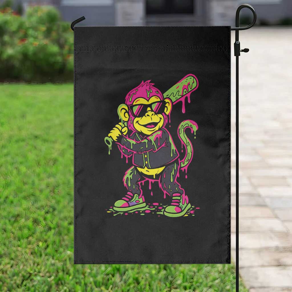 Neon Dripping Monkey Baseball Graphic Garden Flag Ball Party Game Day Vibes TS02 Print Your Wear