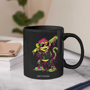 Neon Dripping Monkey Baseball Graphic Coffee Mug Ball Party Game Day Vibes TS02 Print Your Wear