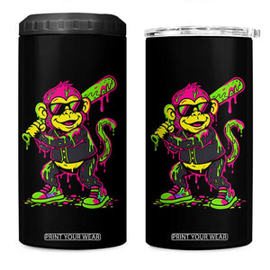 Neon Dripping Monkey Baseball Graphic 4 in 1 Can Cooler Tumbler Ball Party Game Day Vibes TS02 One Size: 16 oz Black Print Your Wear
