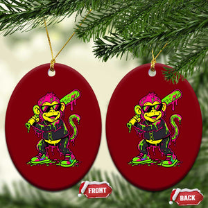 Neon Dripping Monkey Baseball Graphic Ceramic Ornament Ball Party Game Day Vibes TS02 Print Your Wear