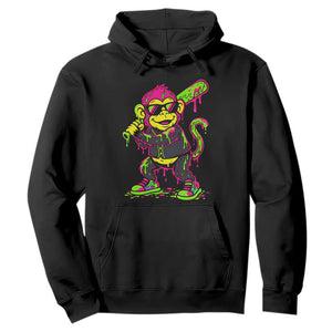Neon Dripping Monkey Baseball Graphic Hoodie Ball Party Game Day Vibes TS02 Black Print Your Wear