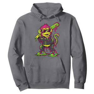 Neon Dripping Monkey Baseball Graphic Hoodie Ball Party Game Day Vibes TS02 Charcoal Print Your Wear
