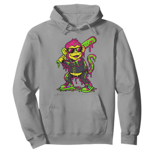 Neon Dripping Monkey Baseball Graphic Hoodie Ball Party Game Day Vibes TS02 Sport Gray Print Your Wear